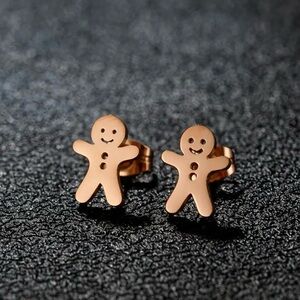 *FREE GUFT GIVEAWAY NEW Gingerbread man studs, Rose metal coloring, small